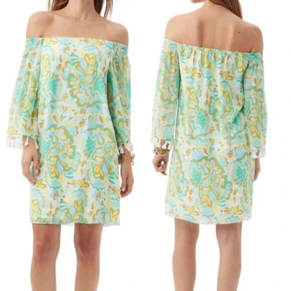 Trina Turk Amaris Off-The-Shoulder Silk Blend Mini Dress Small - Picture 1 of 16